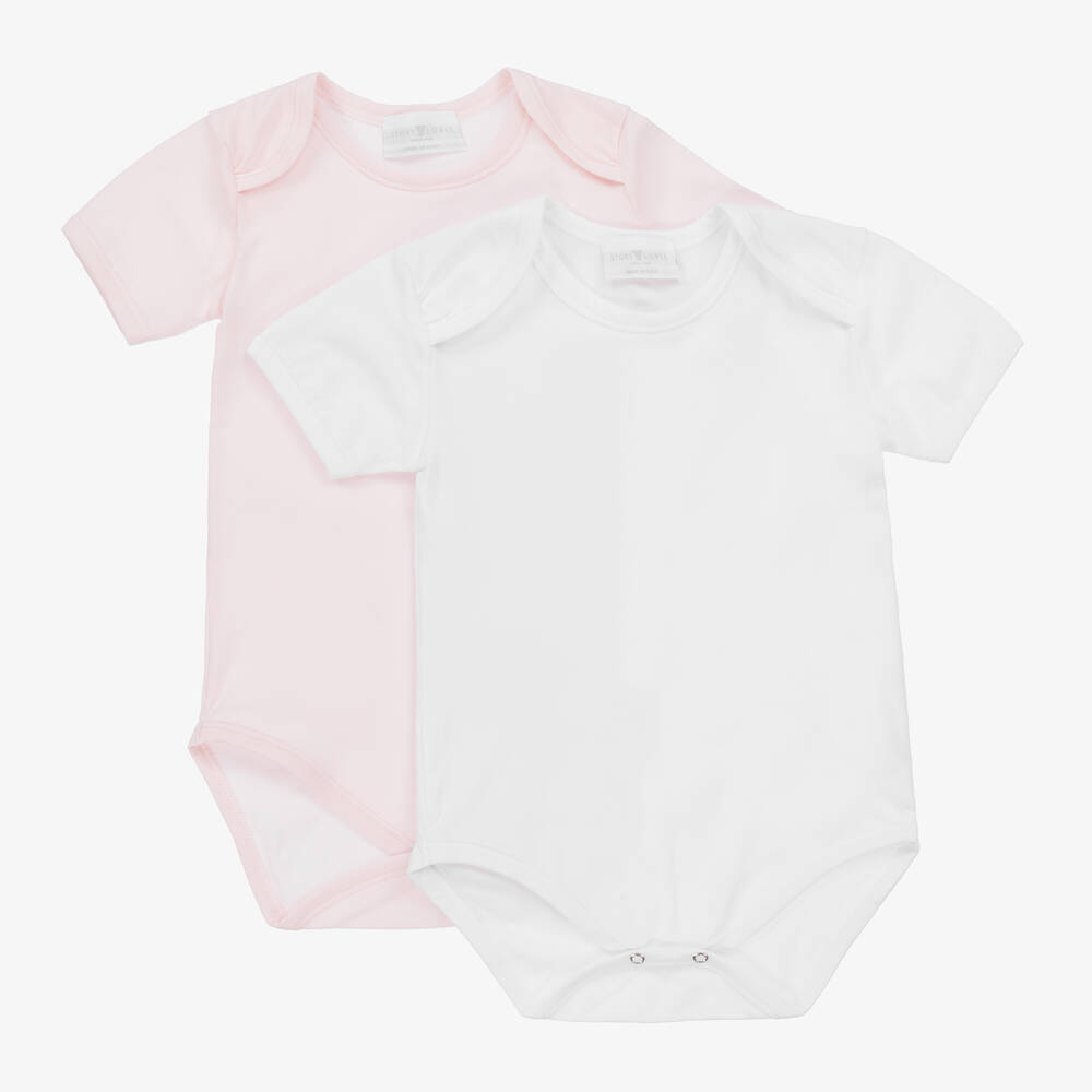 Story Loris-Pink & White Bodyvests (2 Pack) | Childrensalon Outlet
