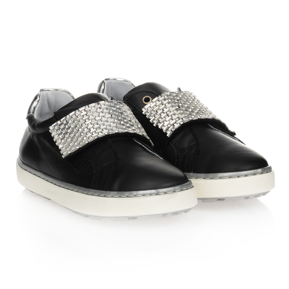 Stuart Weitzman - Girls Black Leather Trainers | Childrensalon