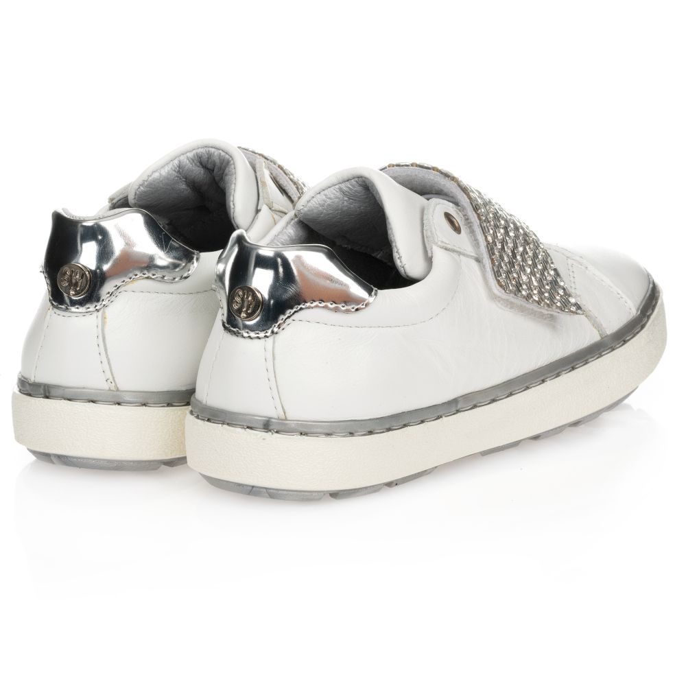 Stuart Weitzman Girls White Leather Trainers