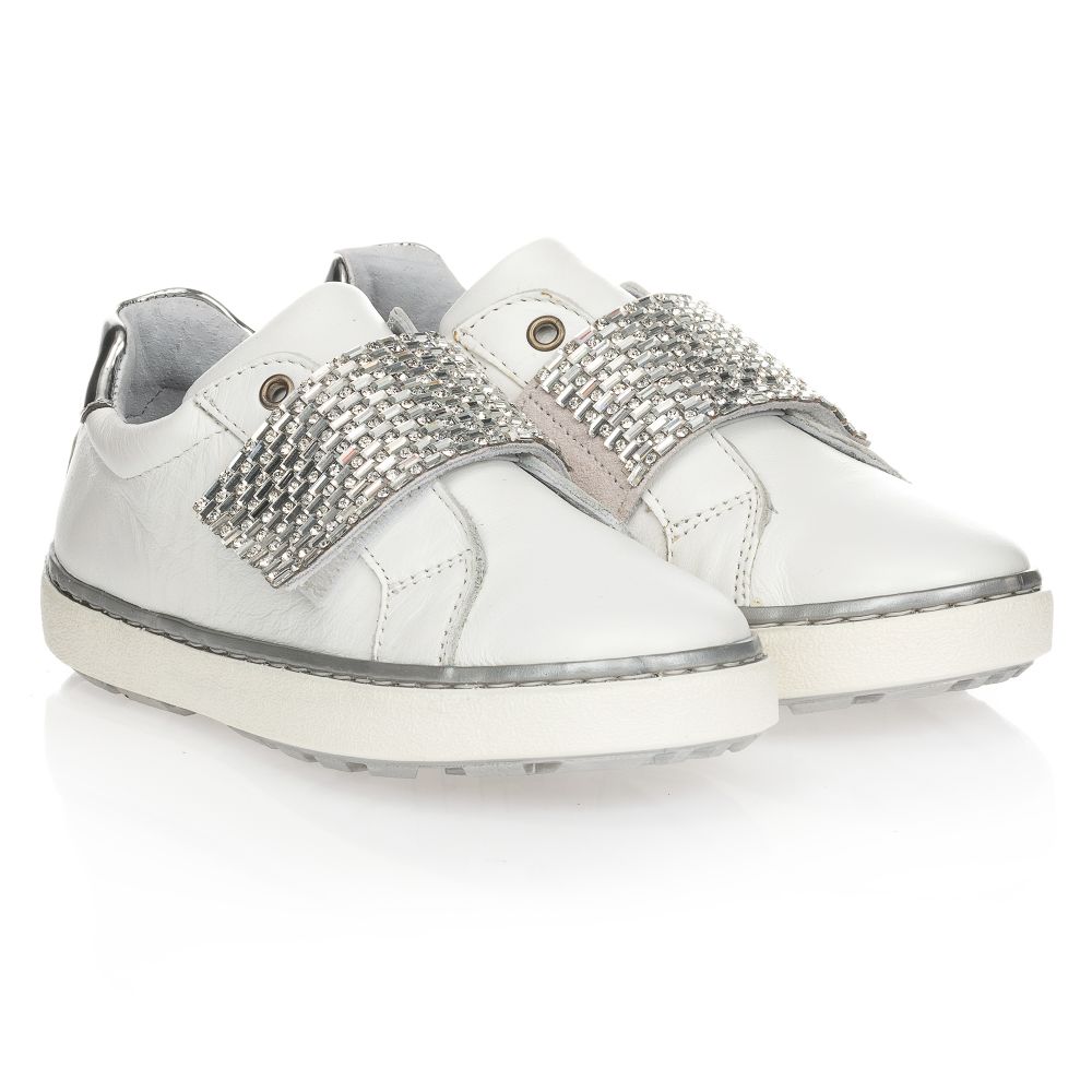 Stuart Weitzman - Girls White Leather Trainers | Childrensalon