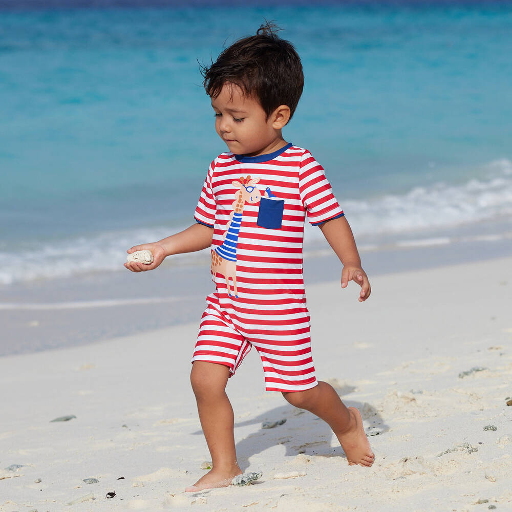 Sunuva Baby Boys Red White Giraffe Sun Suit Childrensalon Outlet