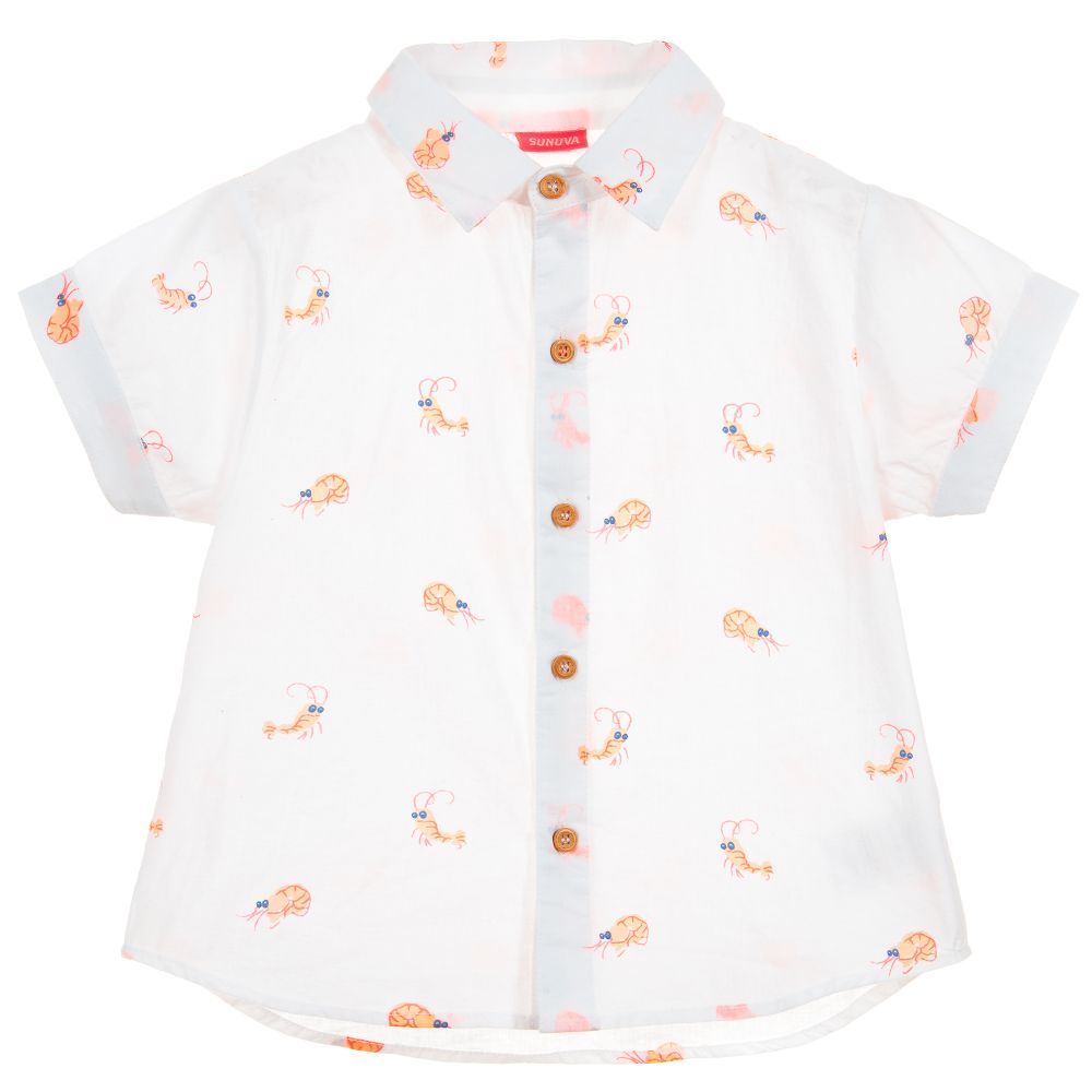 Sunuva - Baby Boys White Cotton Shirt | Childrensalon