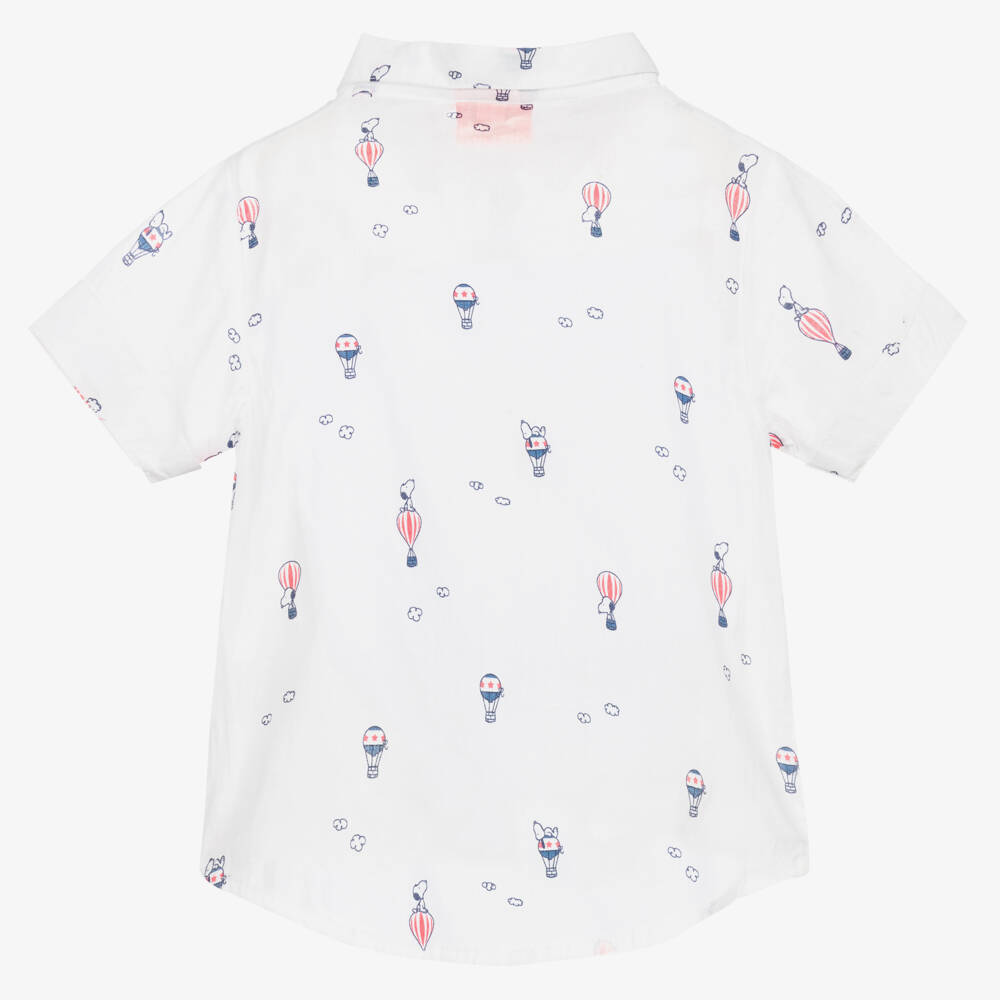 Sunuva-Baby Boys White Snoopy Print Cotton Shirt | Childrensalon Outlet