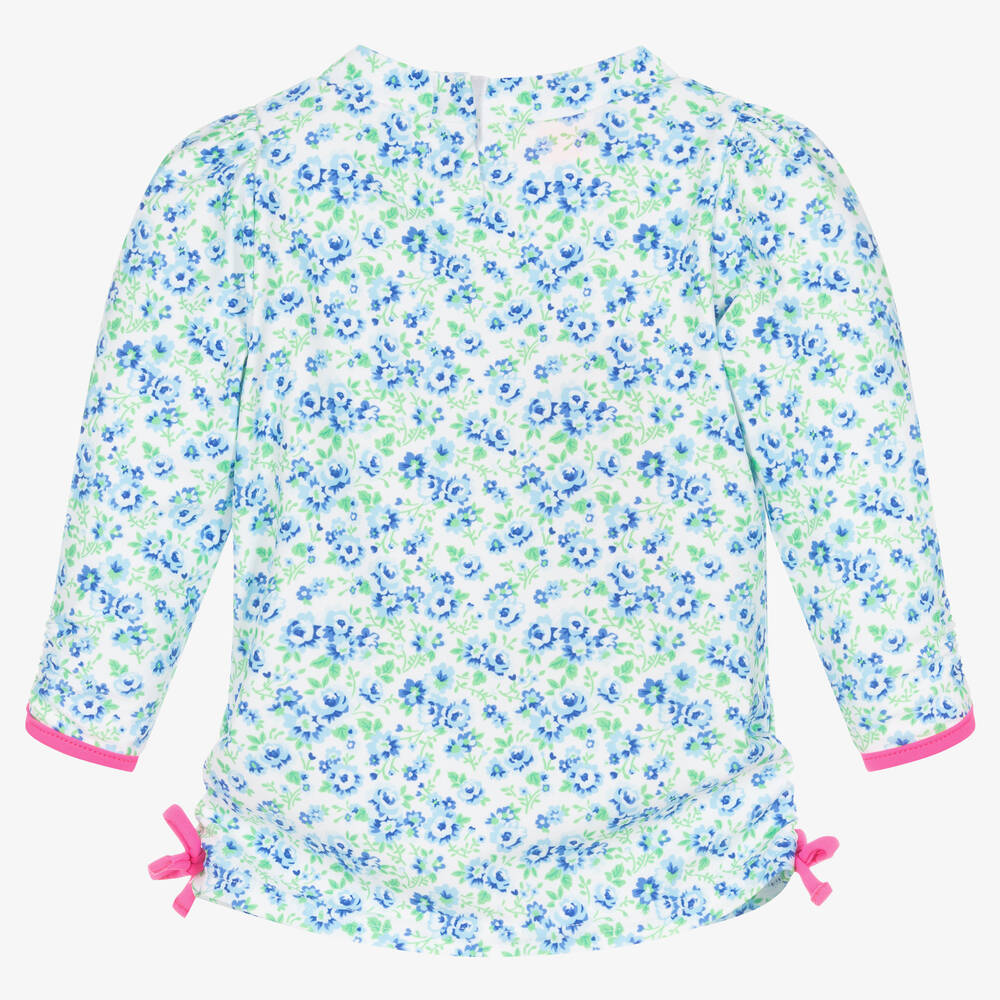 Sunuva-Baby Girls Blue Floral Heart Swim Top | Childrensalon Outlet