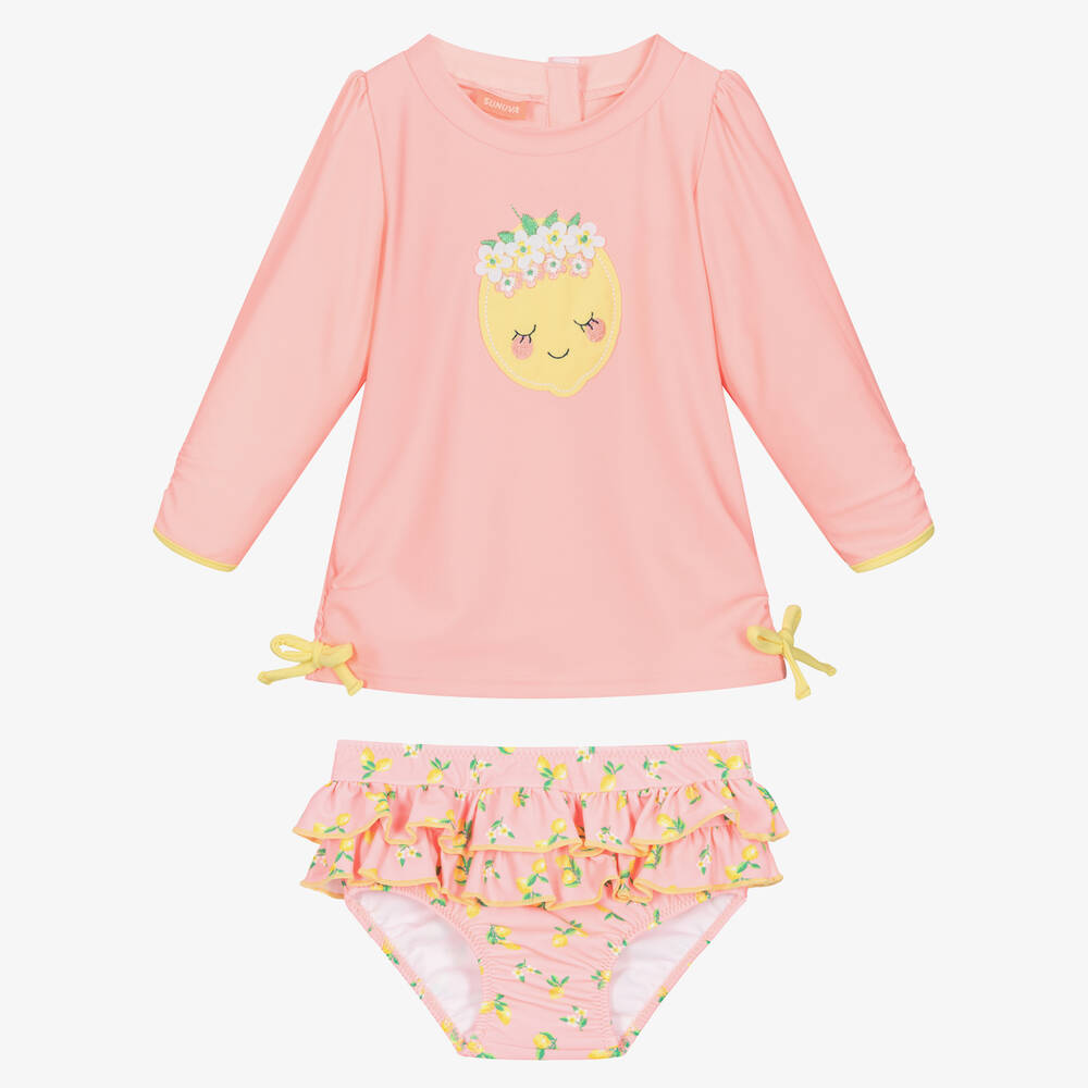 Sunuva - Baby Girls Pink & Yellow Lemon Tankini | Childrensalon