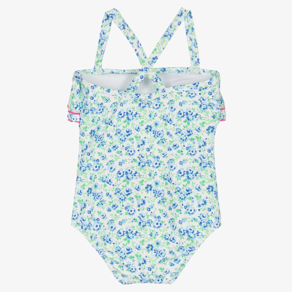 Sunuva Baby Girls White Blue Floral Swimsuit Childrensalon
