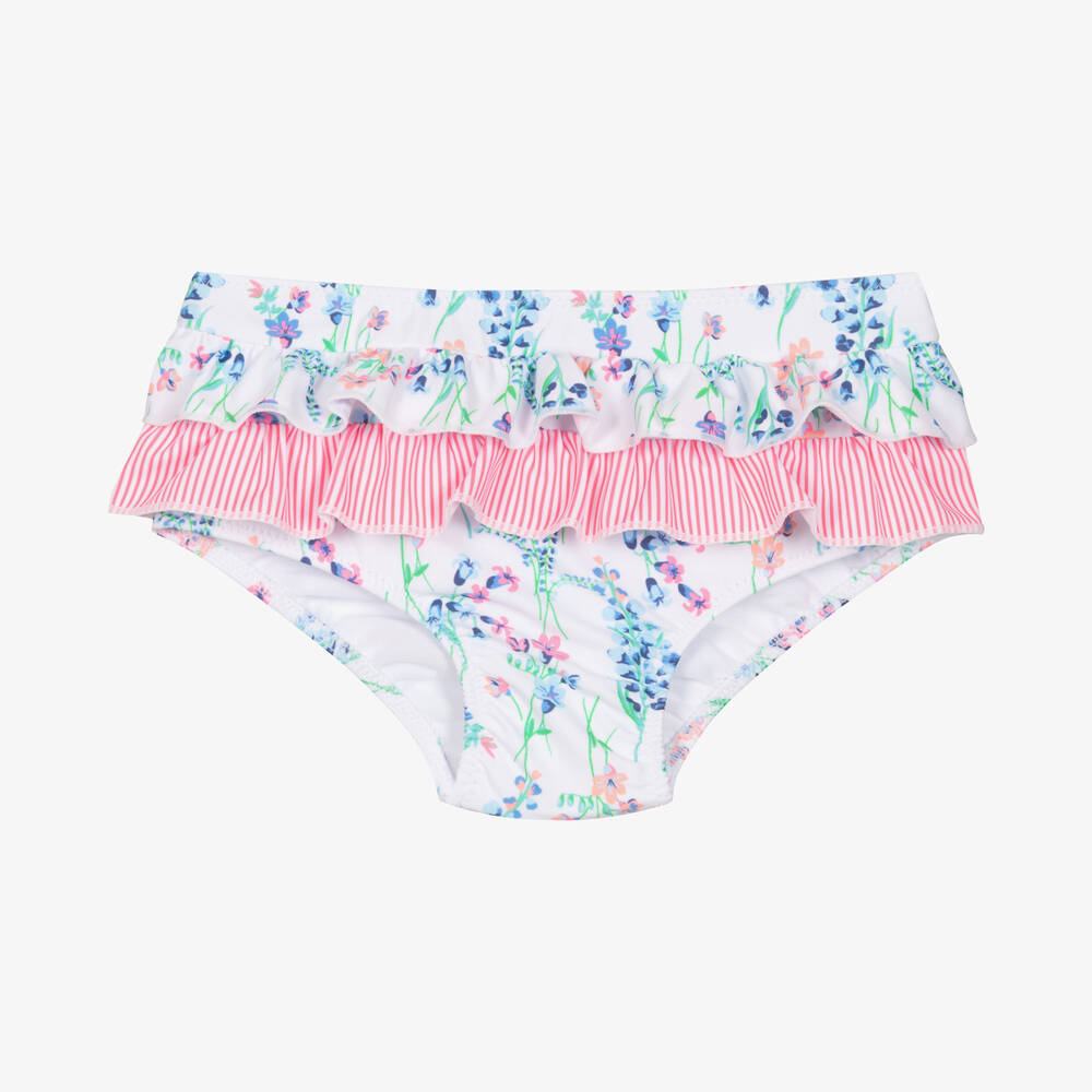 Sunuva - Baby Girls White Floral Bikini Bottoms (UPF50+) | Childrensalon