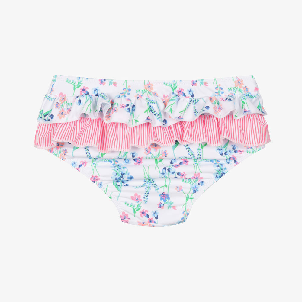 Sunuva Baby Girls White Floral Bikini Bottoms UPF50