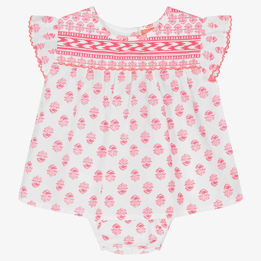 Sunuva - Baby Girls White & Pink Beach Dress | Childrensalon