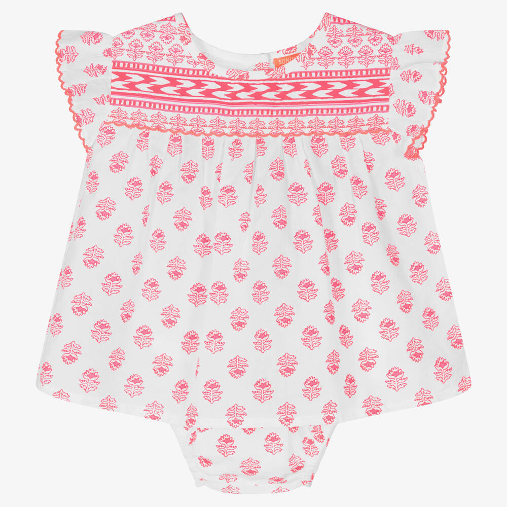 Sunuva - Robe de plage blanche et rose bébé | Childrensalon