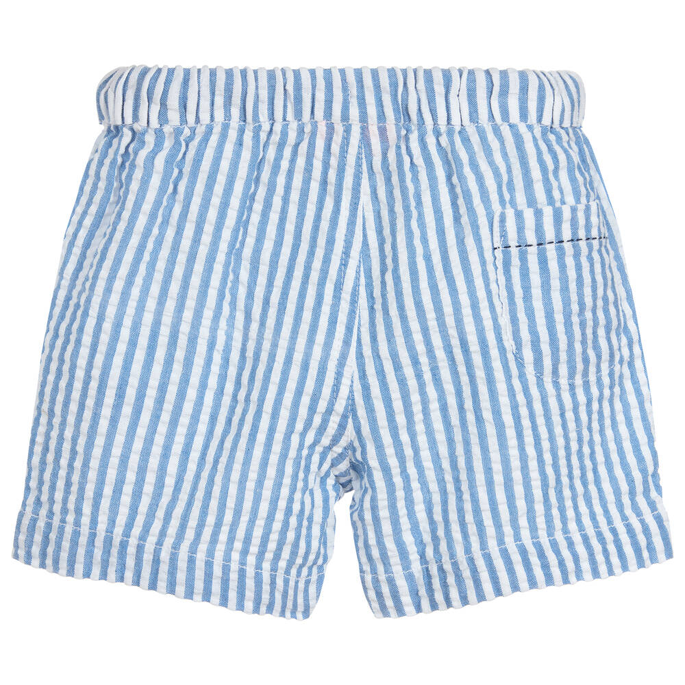 Sunuva-Blue Striped Cotton Shorts | Childrensalon Outlet