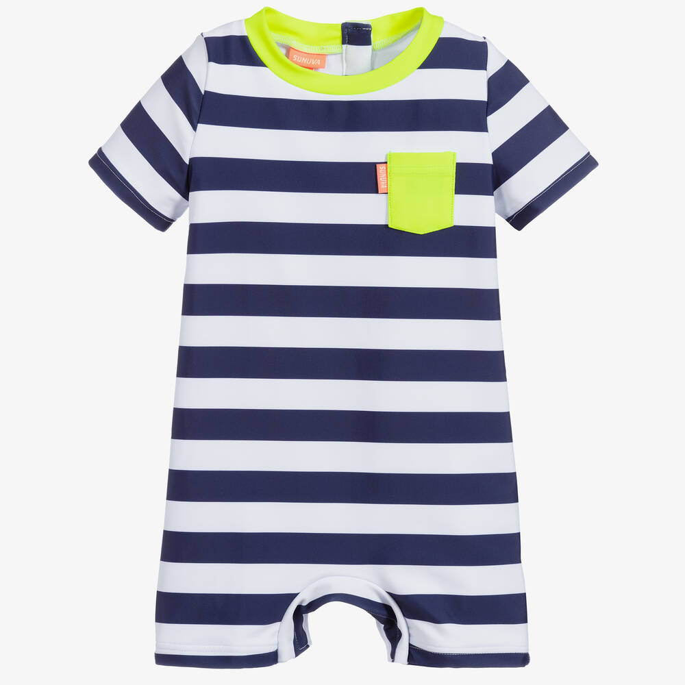 Sunuva - Tenue de plage bleue et blanche (UPF 50+) | Childrensalon