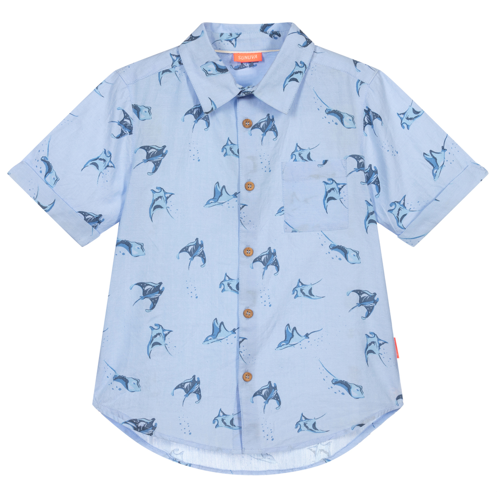 Sunuva - Boys Blue Cotton Shirt | Childrensalon