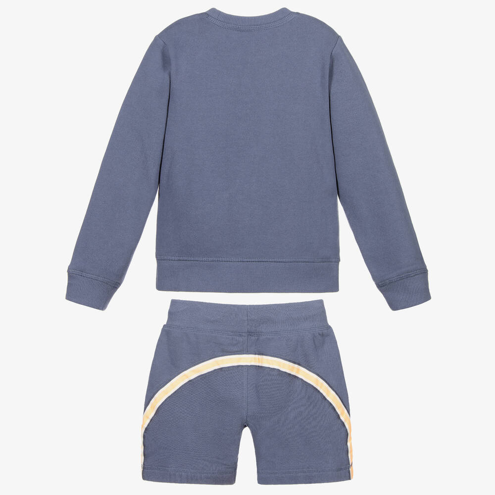 Sunuva-Boys Blue Cotton Shorts Set | Childrensalon Outlet