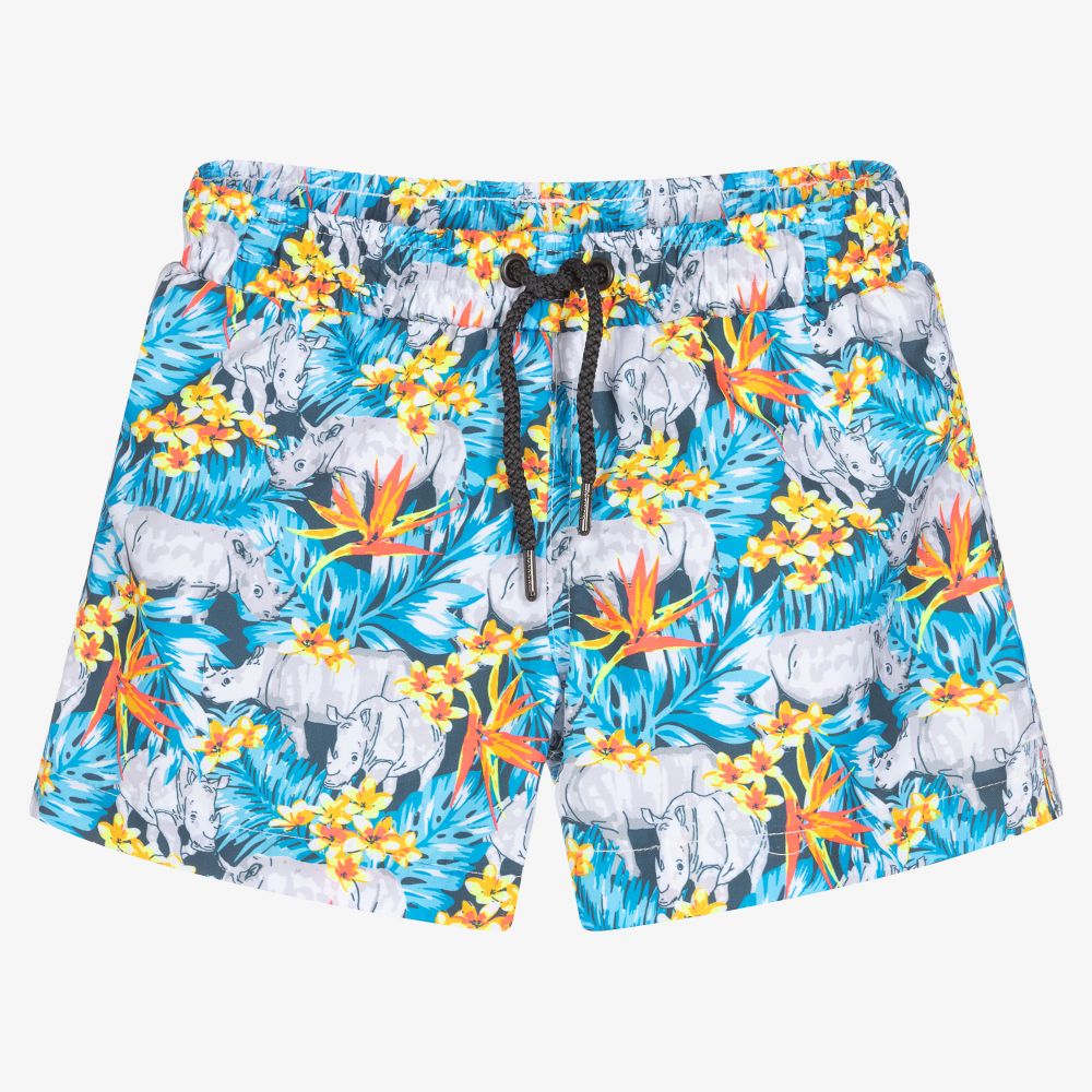 Sunuva - Boys Blue Rhino Swim Shorts | Childrensalon Outlet