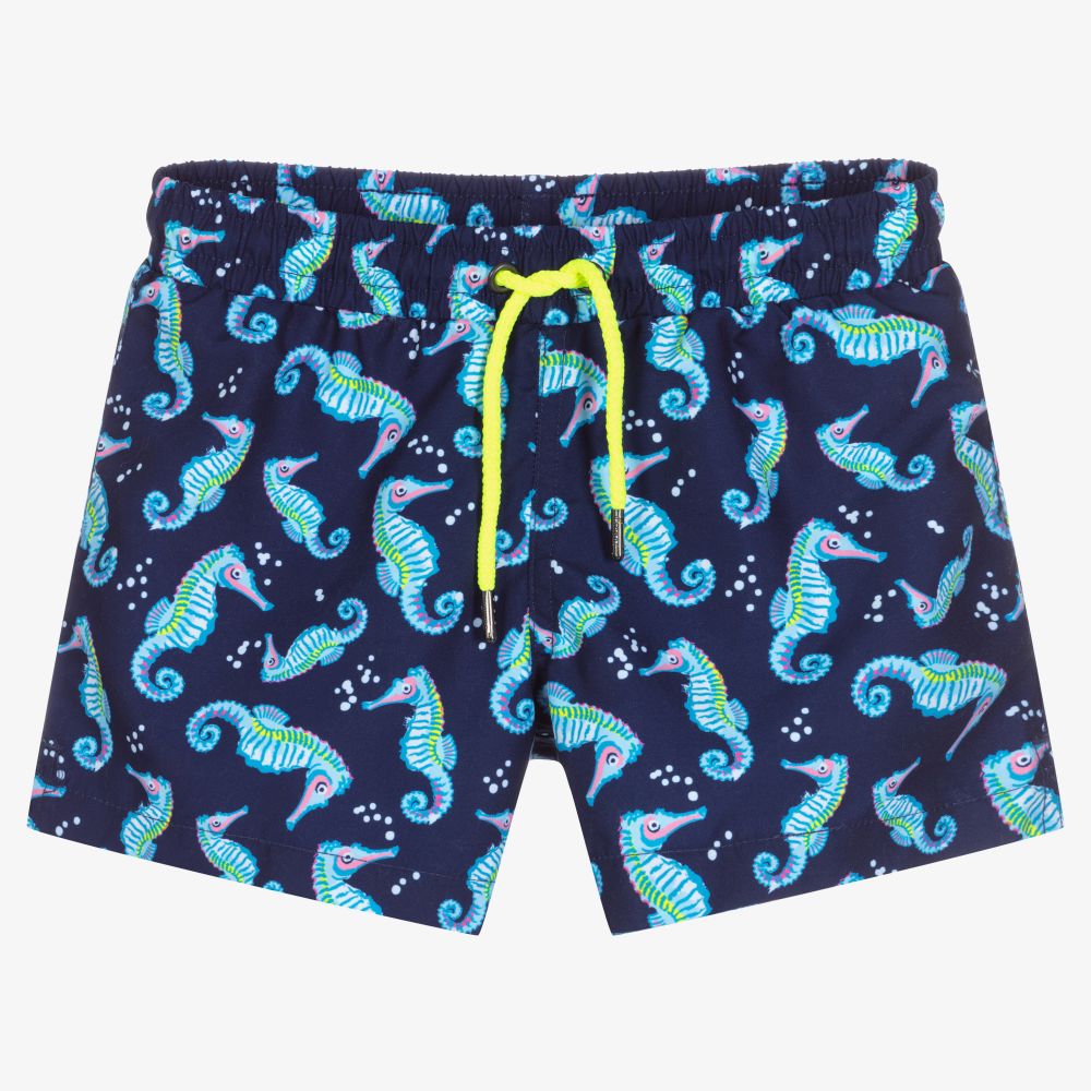 Sunuva - Boys Blue Seahorse Swim Shorts | Childrensalon