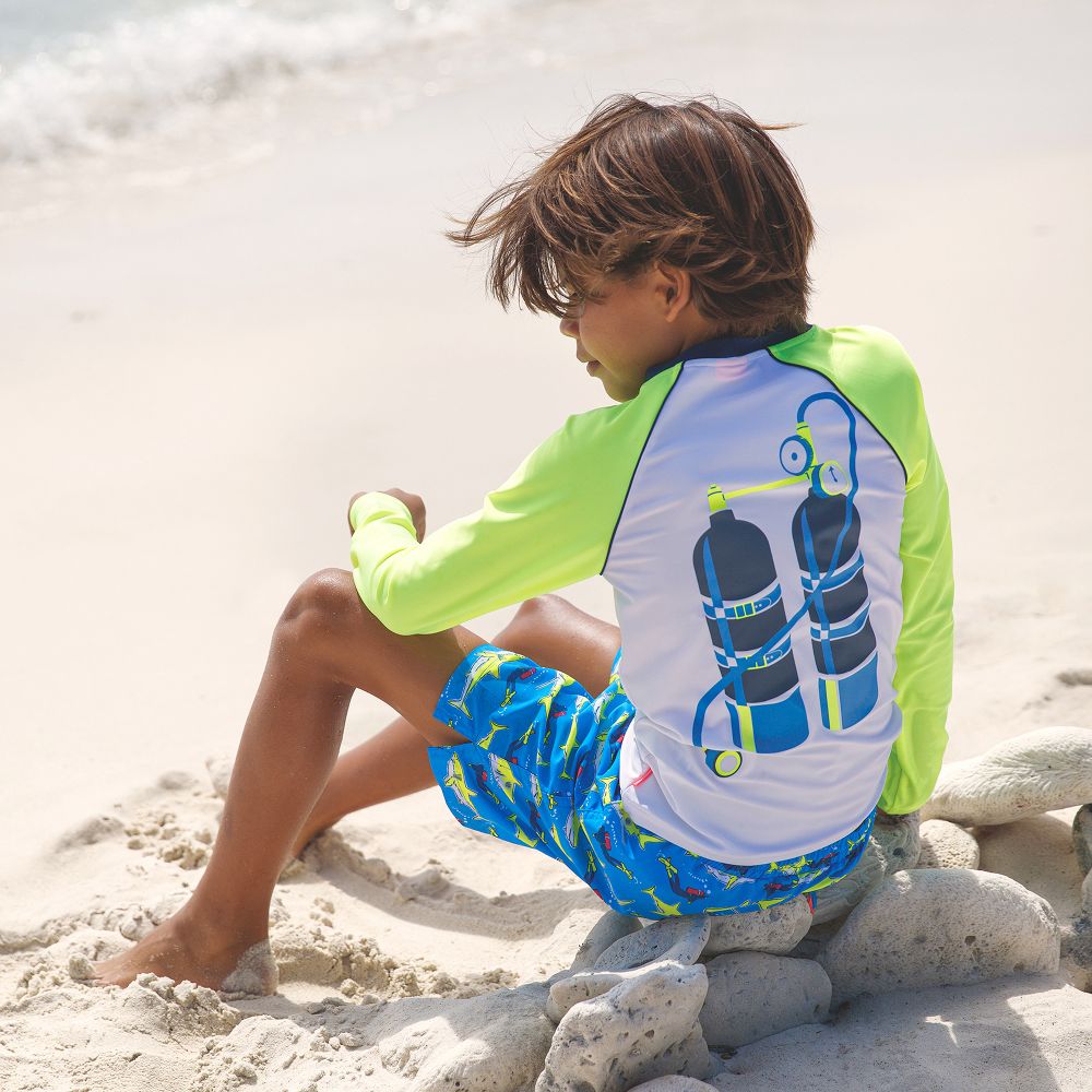 Boys shark swim shorts sales