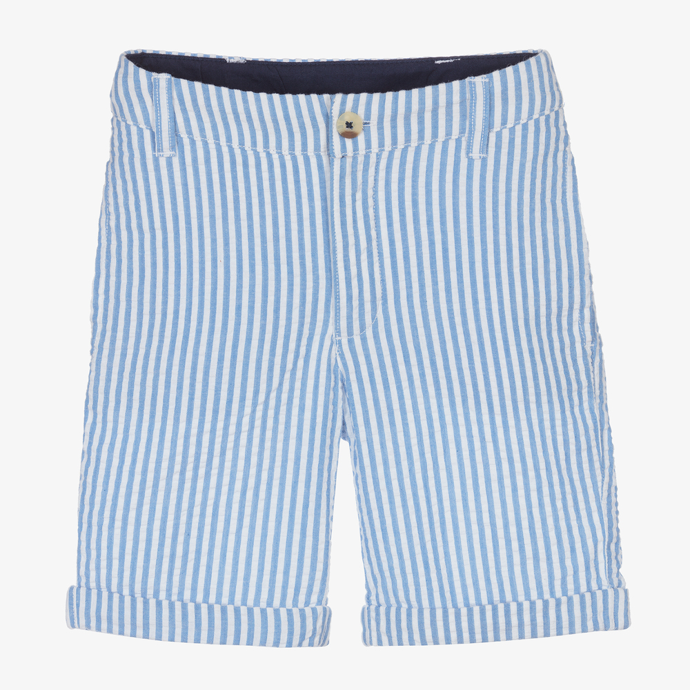 Sunuva - Boys Blue Stripe Cotton Shorts | Childrensalon