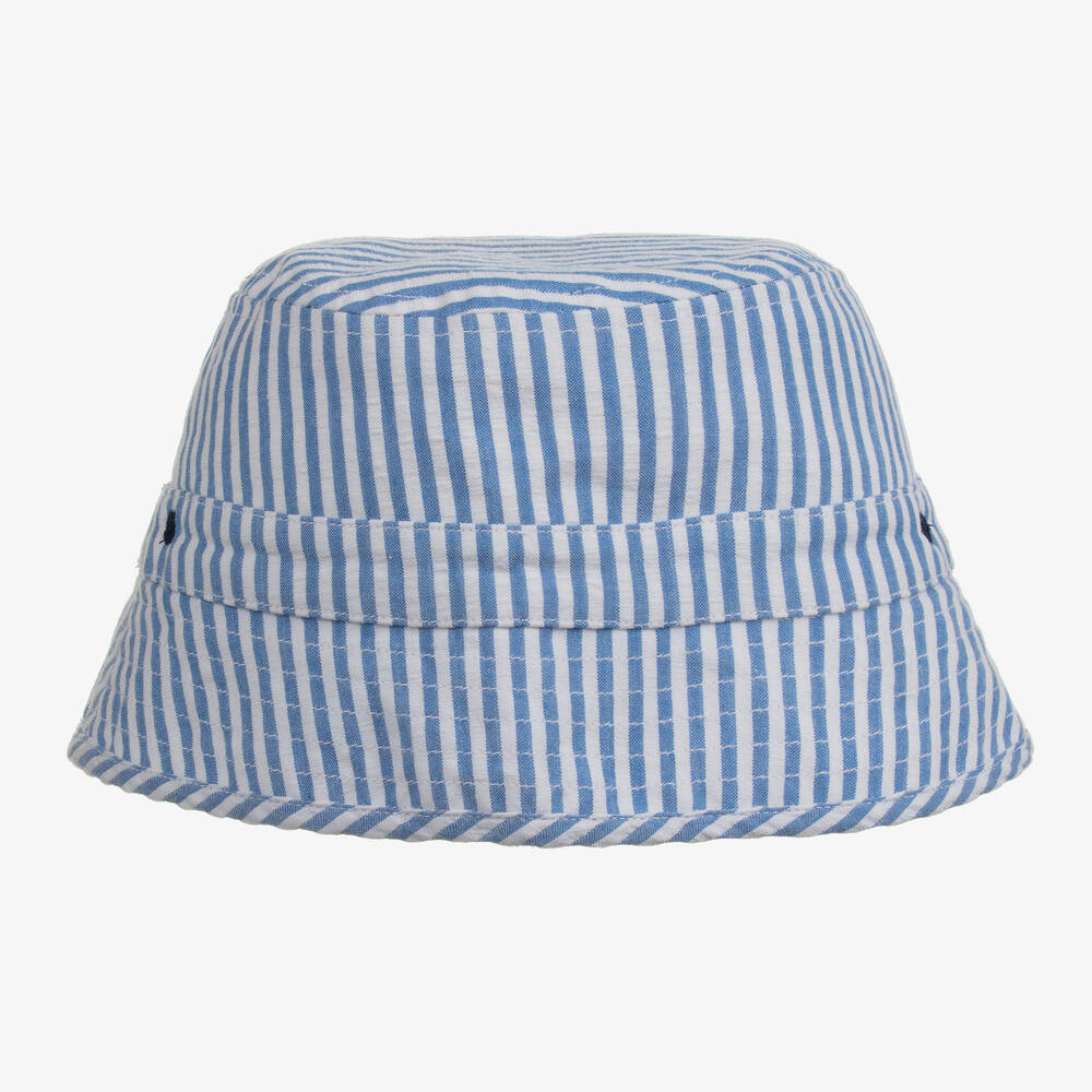 Sunuva - Boys Blue Stripe Cotton Sun Hat | Childrensalon