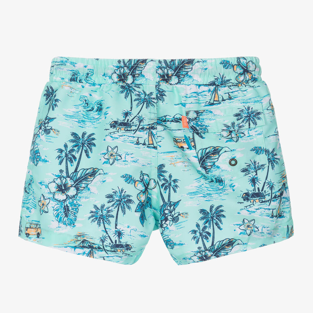 Sunuva-Boys Blue Tropical-Print Swim Shorts | Childrensalon Outlet