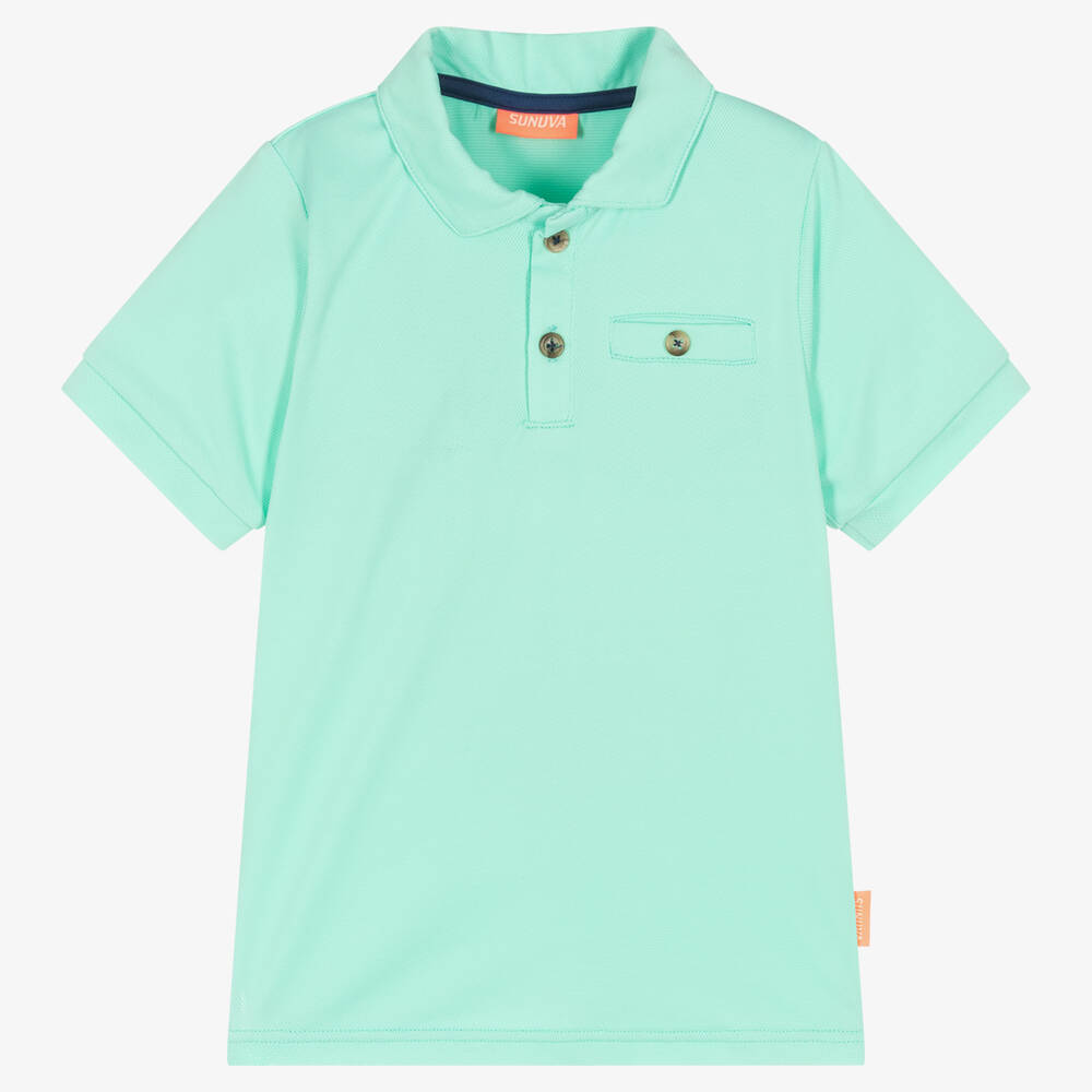 Sunuva - Boys Green Beach Polo Shirt | Childrensalon