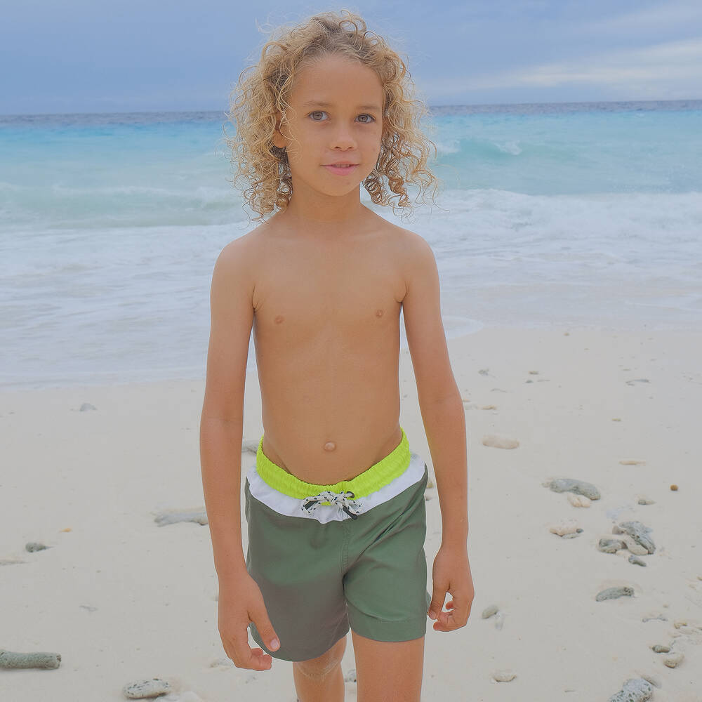 Sunuva-Boys Green Colour Block Swim Shorts | Childrensalon Outlet