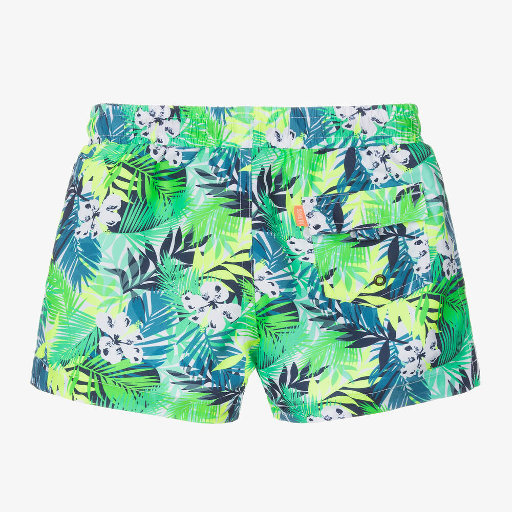 Sunuva-Boys Green Jungle Leaf Swim Shorts | Childrensalon Outlet