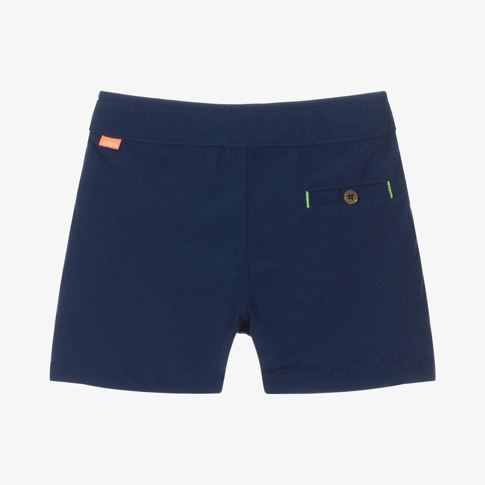 Boys navy swim trunks discount