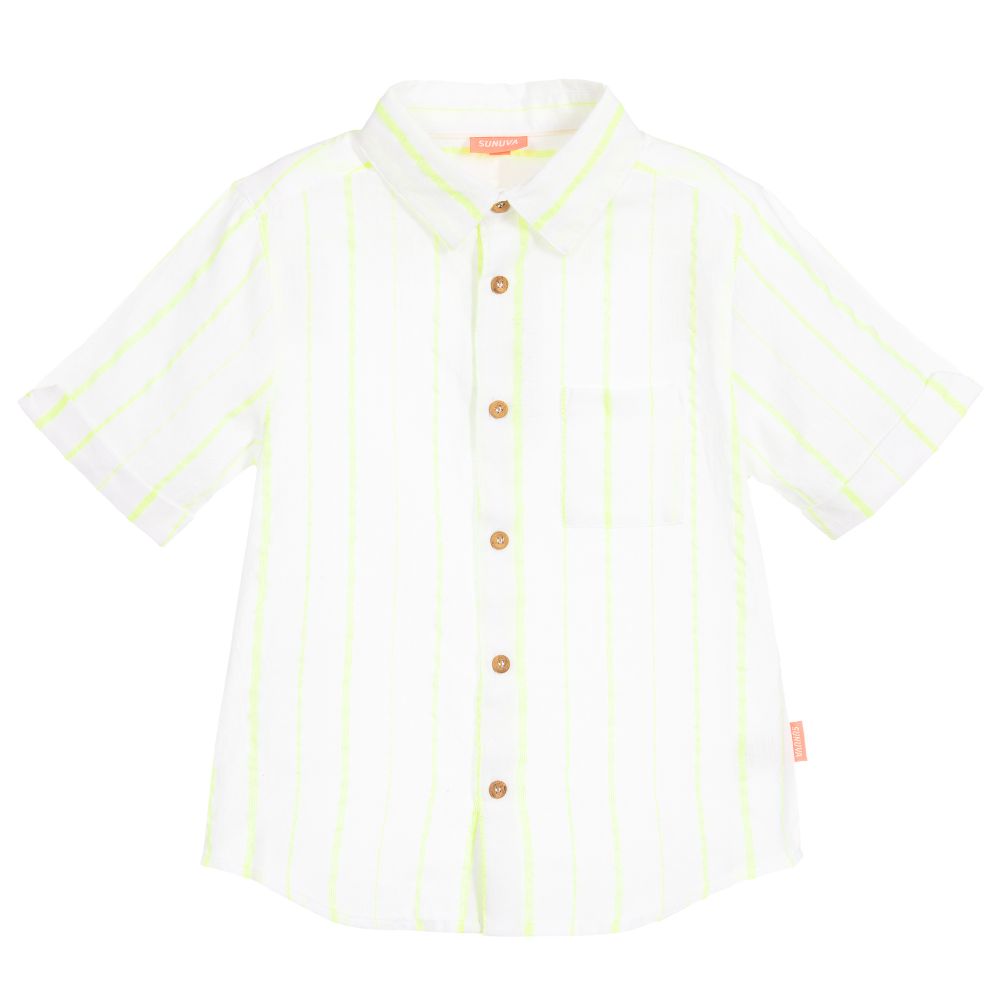 Sunuva - Boys Neon Yellow Striped Shirt | Childrensalon