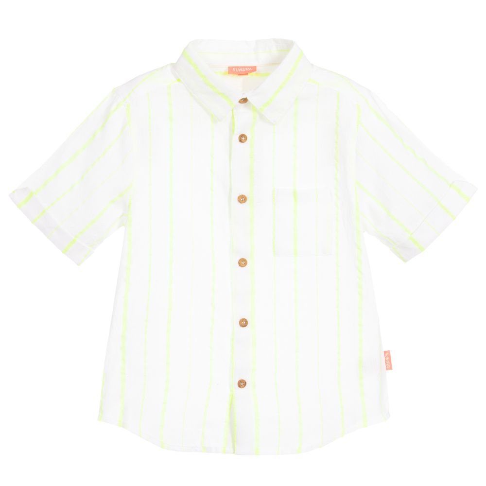 Sunuva-Boys Neon Yellow Striped Shirt | Childrensalon Outlet