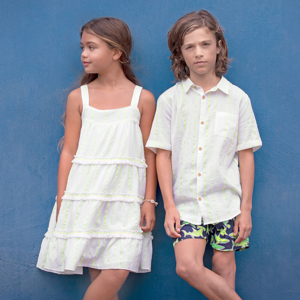 Sunuva-Boys Neon Yellow Striped Shirt | Childrensalon Outlet