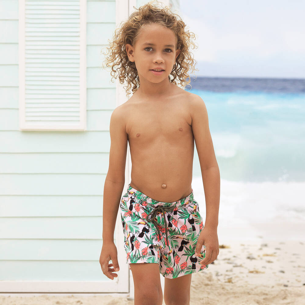 Boys swim trunks pink sales