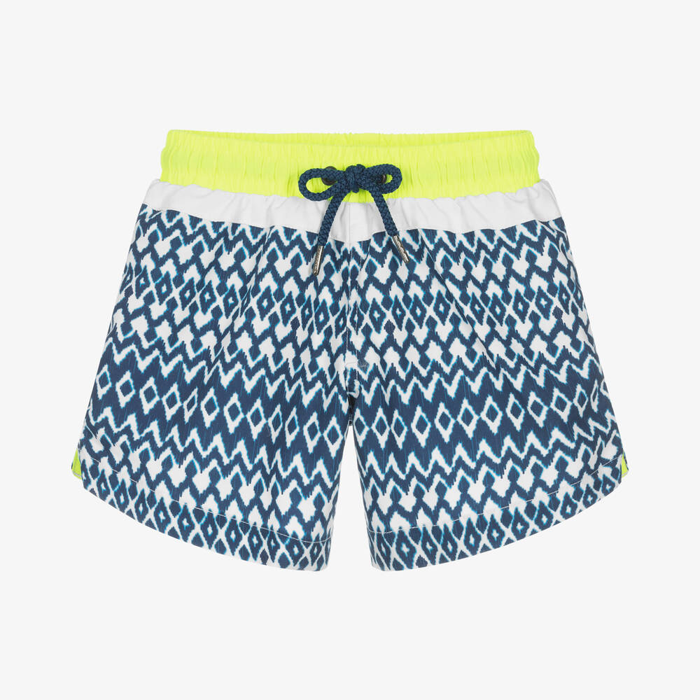 Sunuva - Badeshorts mit Ikat-Print weiß/blau | Childrensalon