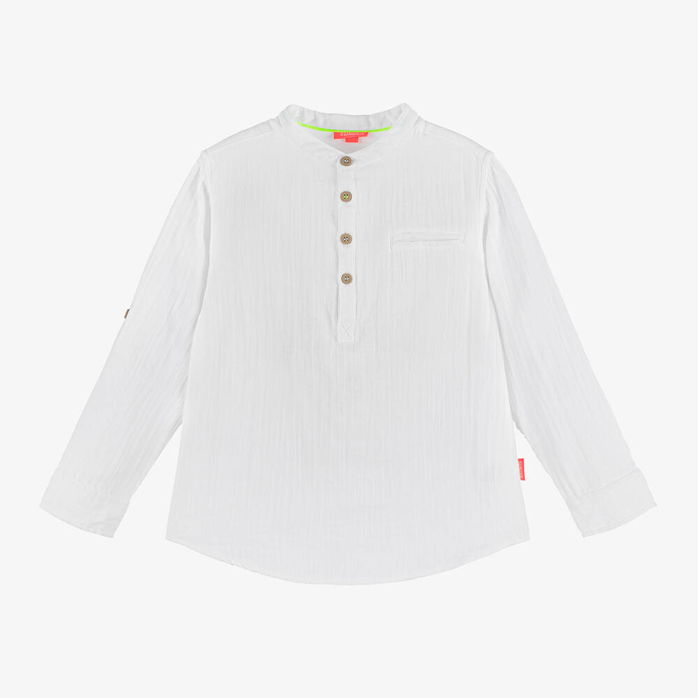 Sunuva-Boys White Collarless Cotton Shirt | Childrensalon Outlet