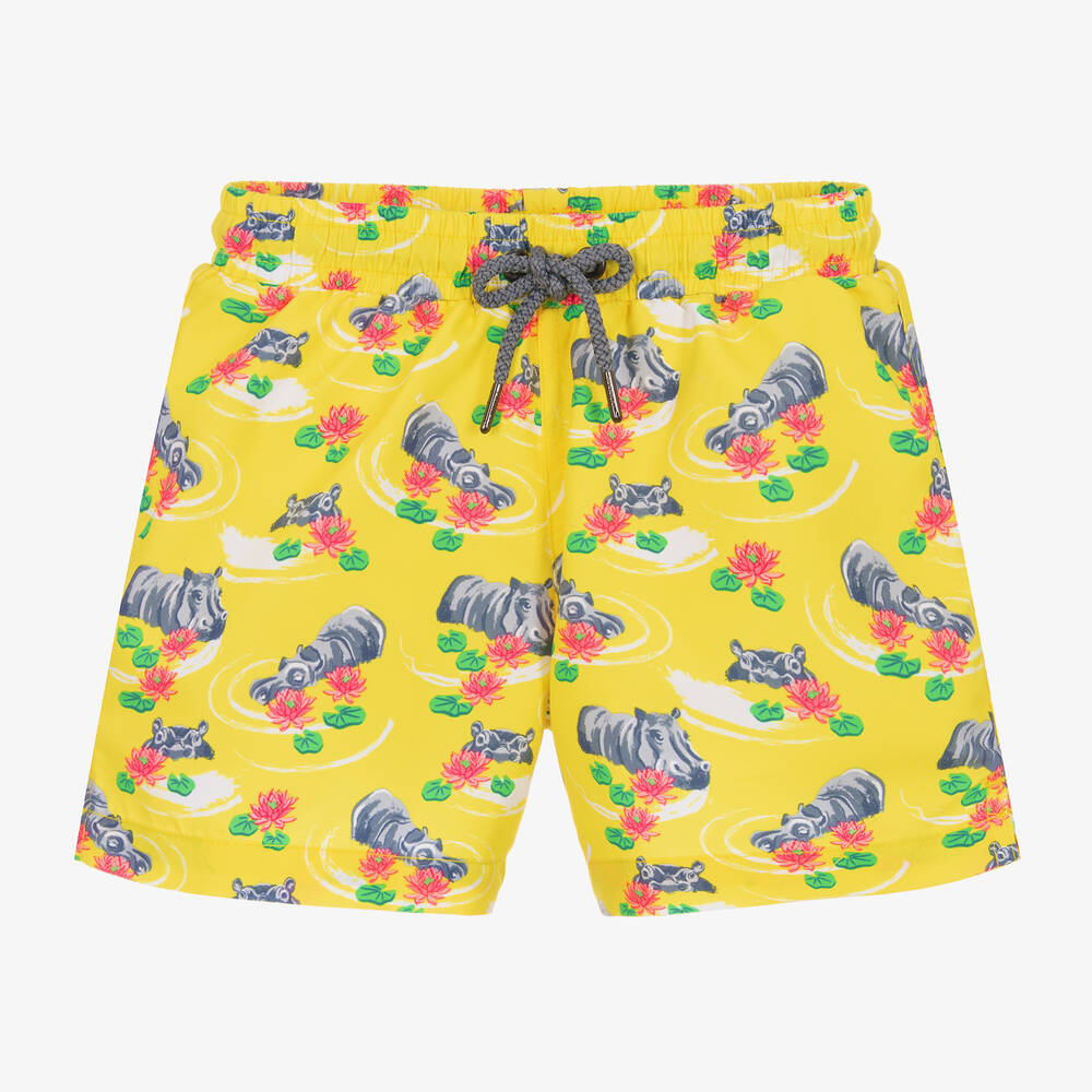 Sunuva - Boys Yellow Hippo Swim Shorts | Childrensalon