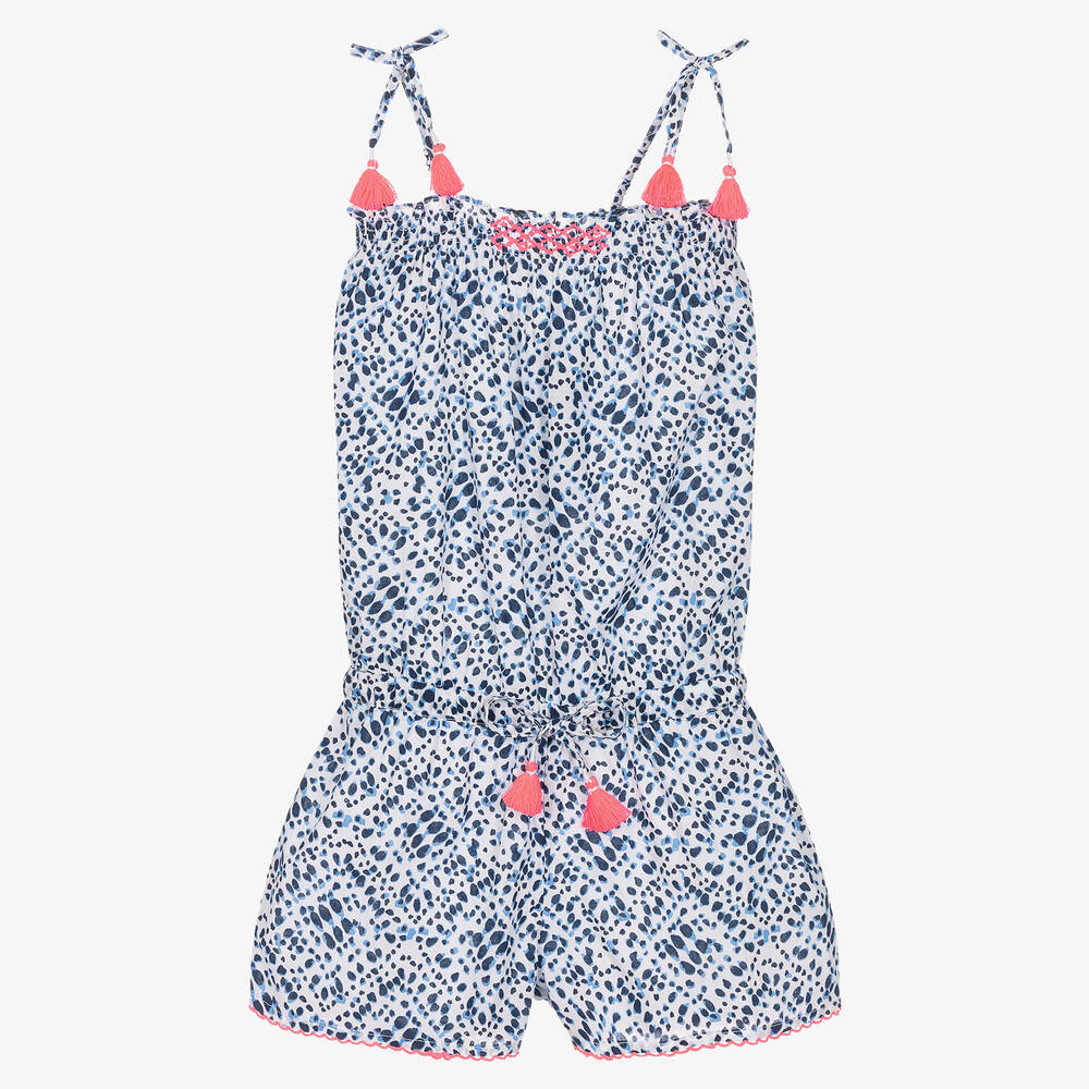 Sunuva Girls Blue Animal Print Cotton Playsuit Childrensalon Outlet