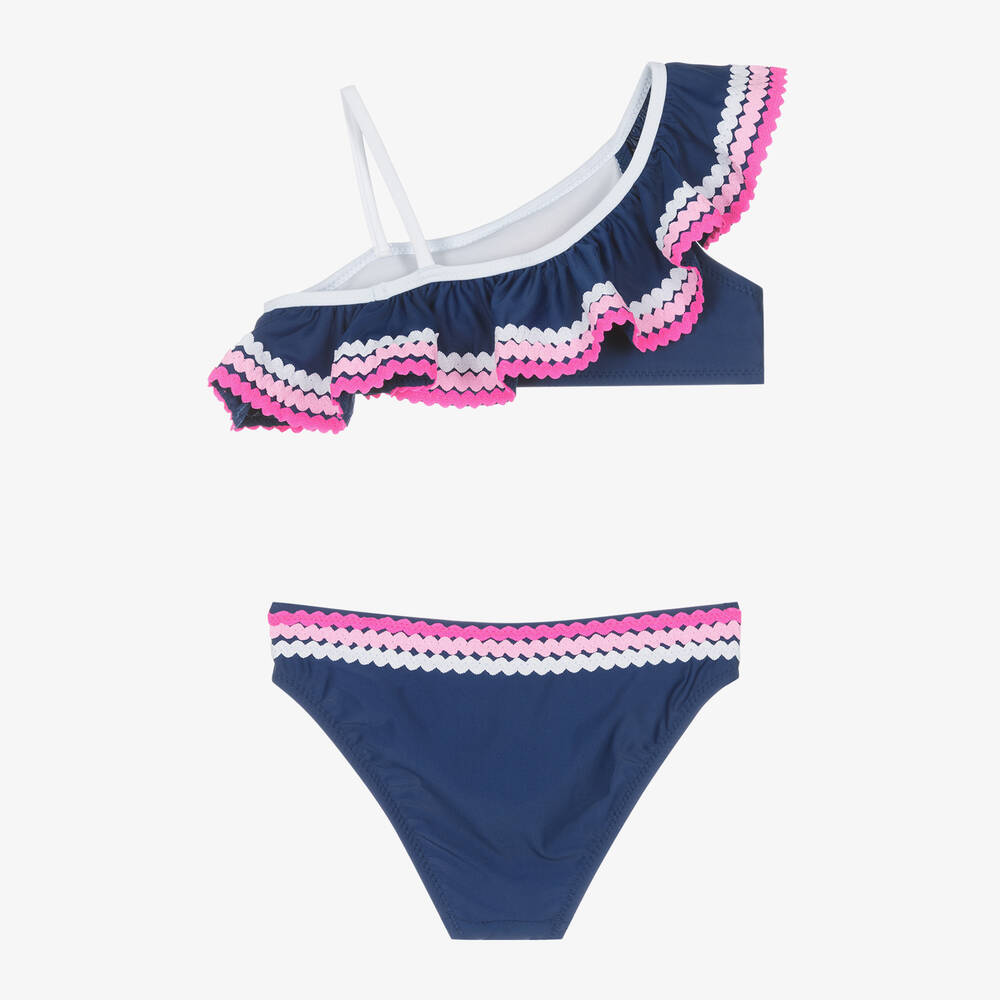 Sunuva-Girls Blue Asymmetric Ruffle Bikini | Childrensalon Outlet