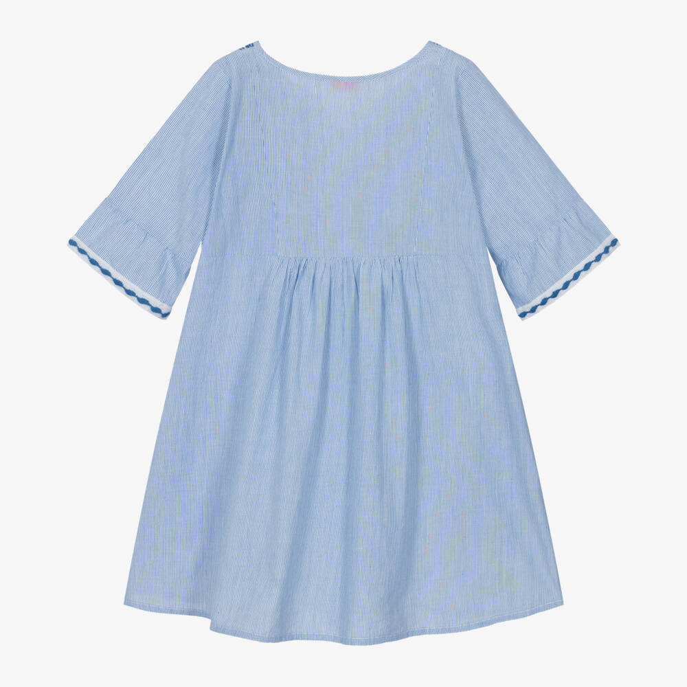 Sunuva-Girls Blue Cotton Pinstripe Dress | Childrensalon Outlet