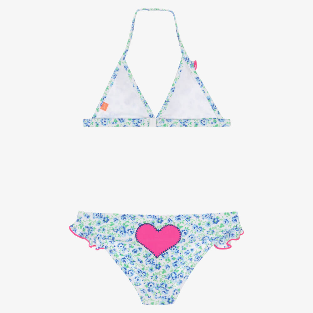 Sunuva-Girls Blue Floral Heart Bikini | Childrensalon Outlet