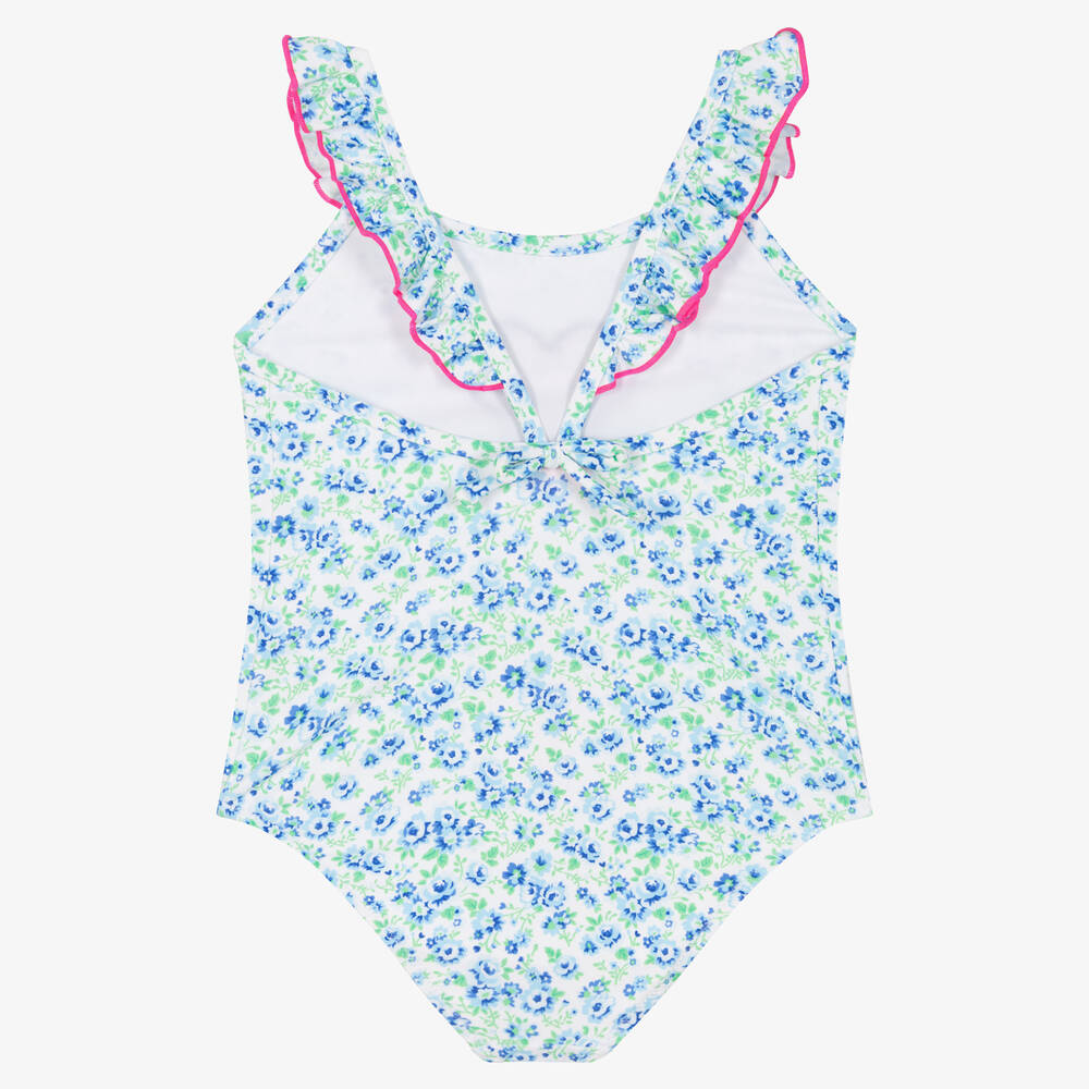 Sunuva-Girls Blue Floral Heart Swimsuit | Childrensalon Outlet