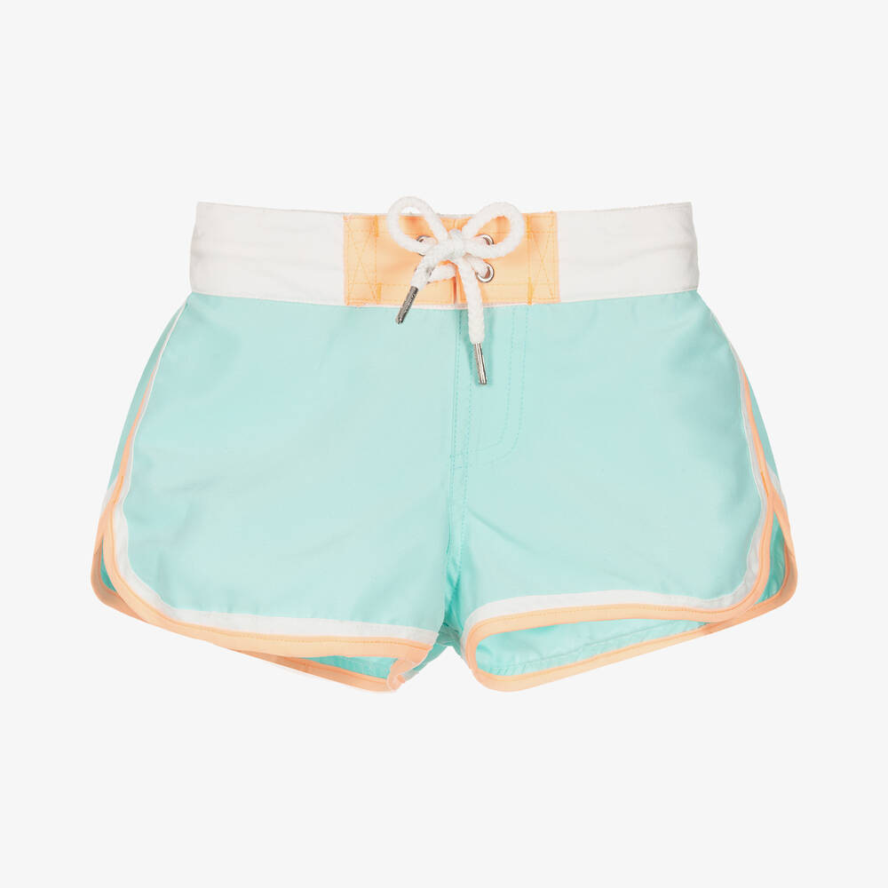 Sunuva - Girls Blue & Orange Swim Shorts (UPF 50+) | Childrensalon