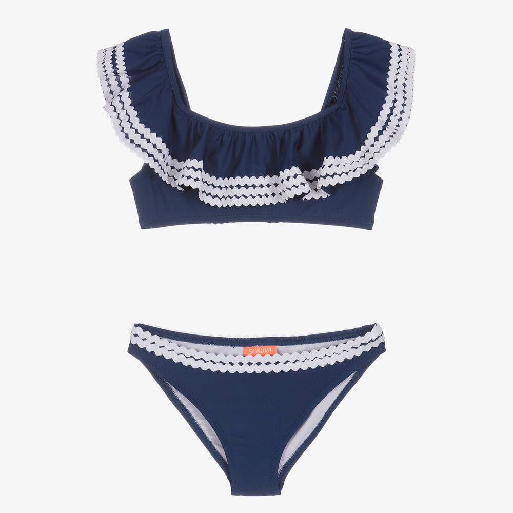 Sunuva - Girls Blue Ruffle Bikini | Childrensalon