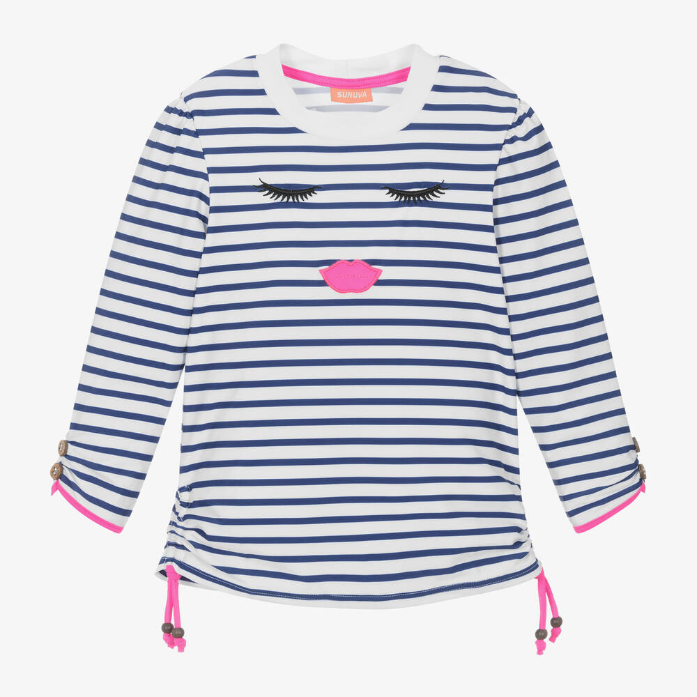 Sunuva-Girls Blue Stripe Swim Top | Childrensalon Outlet
