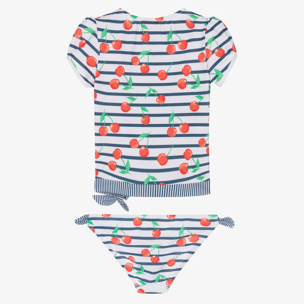 Sunuva-Girls Blue Striped Cherry Tankini (UPF 50+) | Childrensalon Outlet