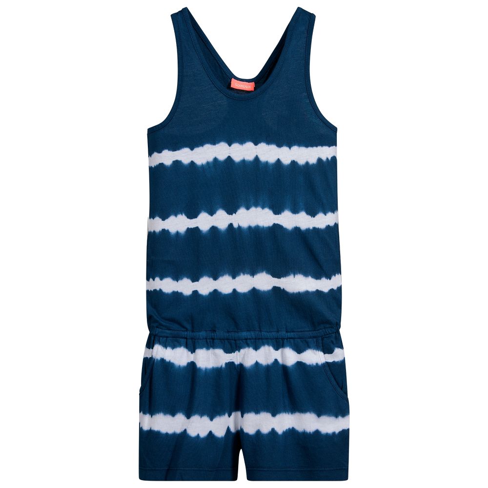 Sunuva - Girls Blue Tie-Dye Playsuit  | Childrensalon