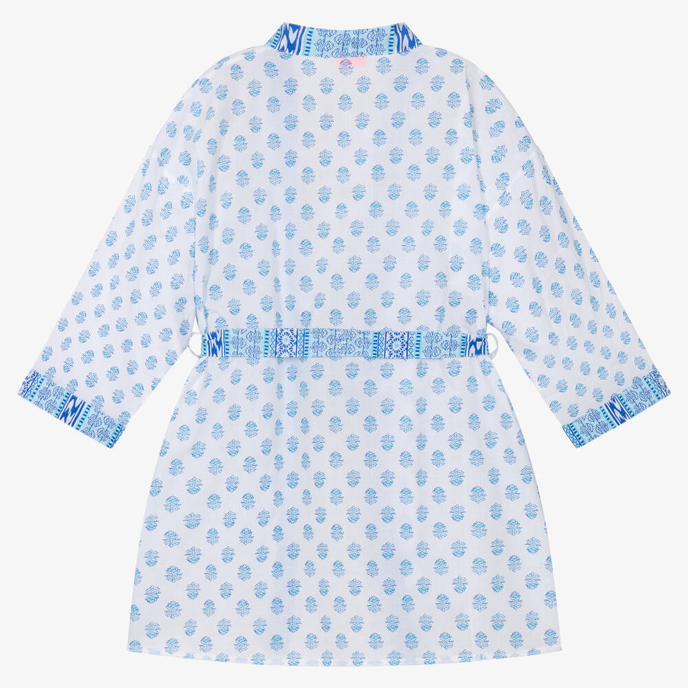Sunuva-Girls Blue & White Cotton Robe | Childrensalon Outlet