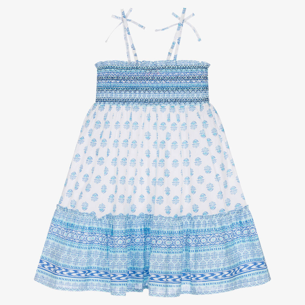 Sunuva-Girls Blue & White Cotton Sun Dress | Childrensalon Outlet