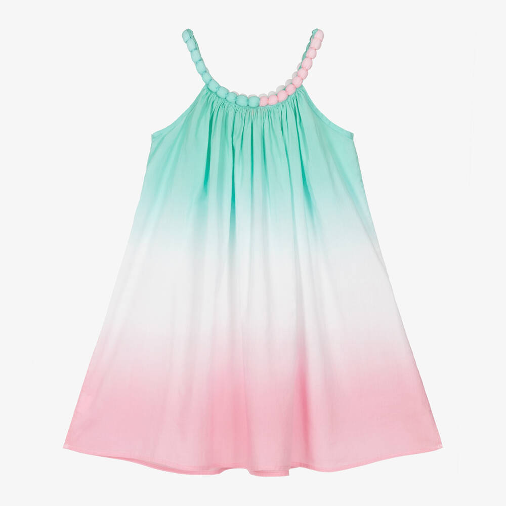 Sunuva-Розово-голубое платье из хлопка с эффектом омбре для девочек | Childrensalon Outlet