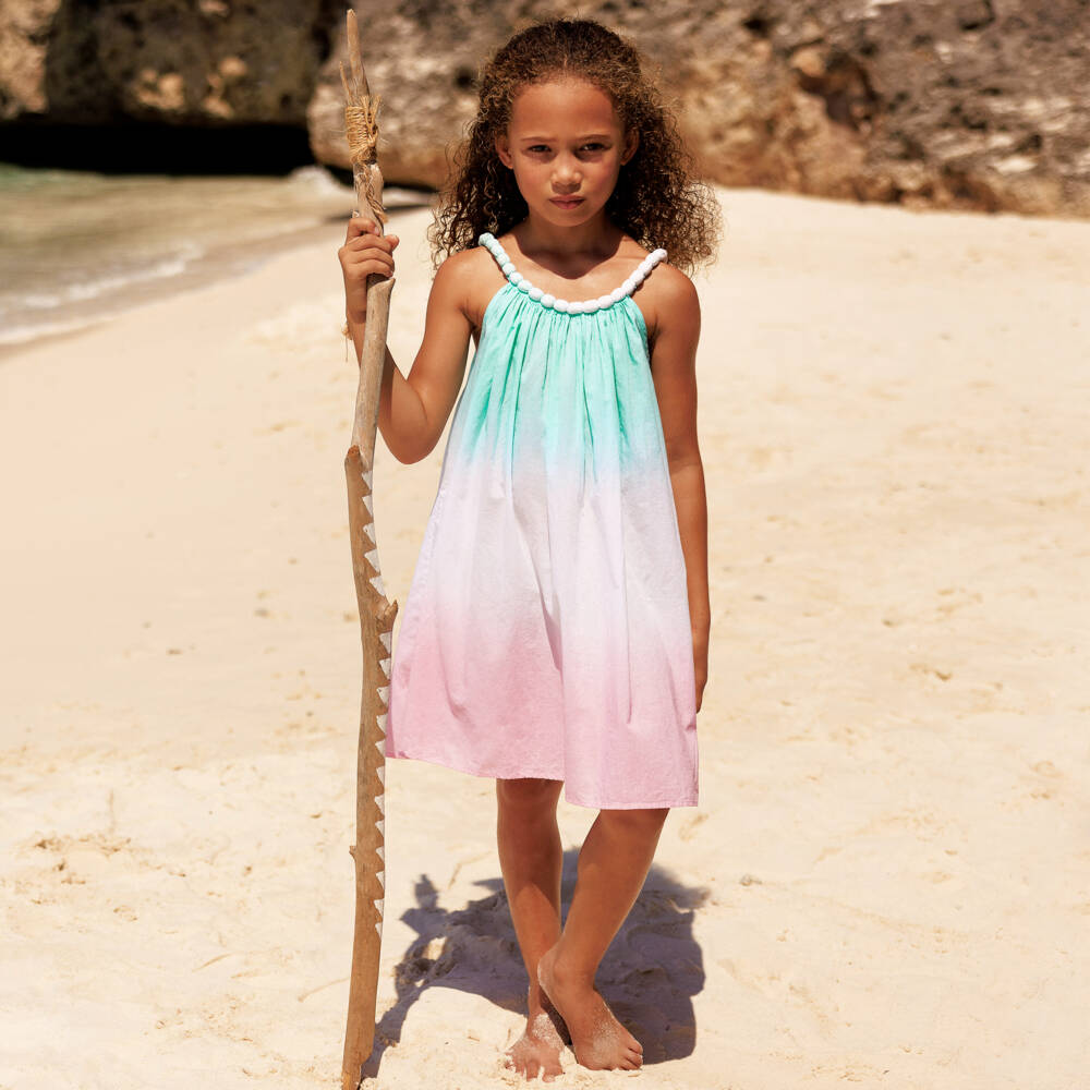 Sunuva-Розово-голубое платье из хлопка с эффектом омбре для девочек | Childrensalon Outlet