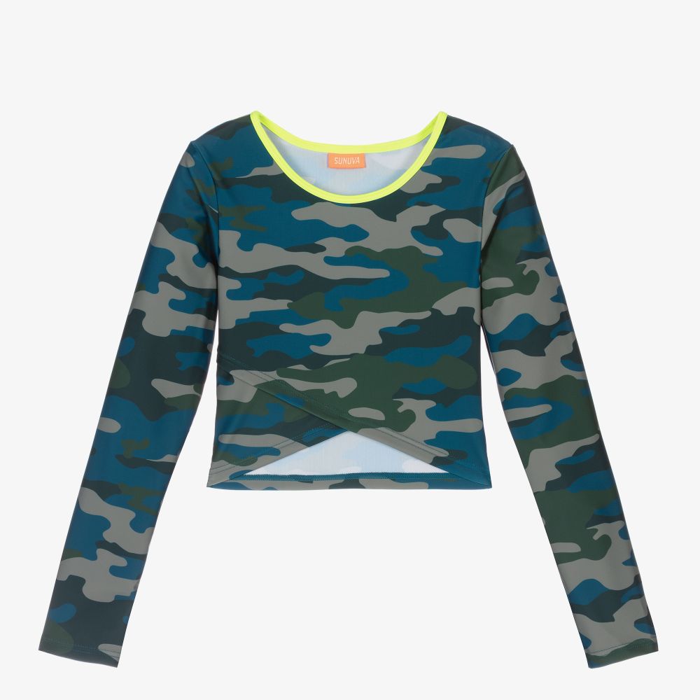 Sunuva-Girls Green Camouflage Top | Childrensalon Outlet